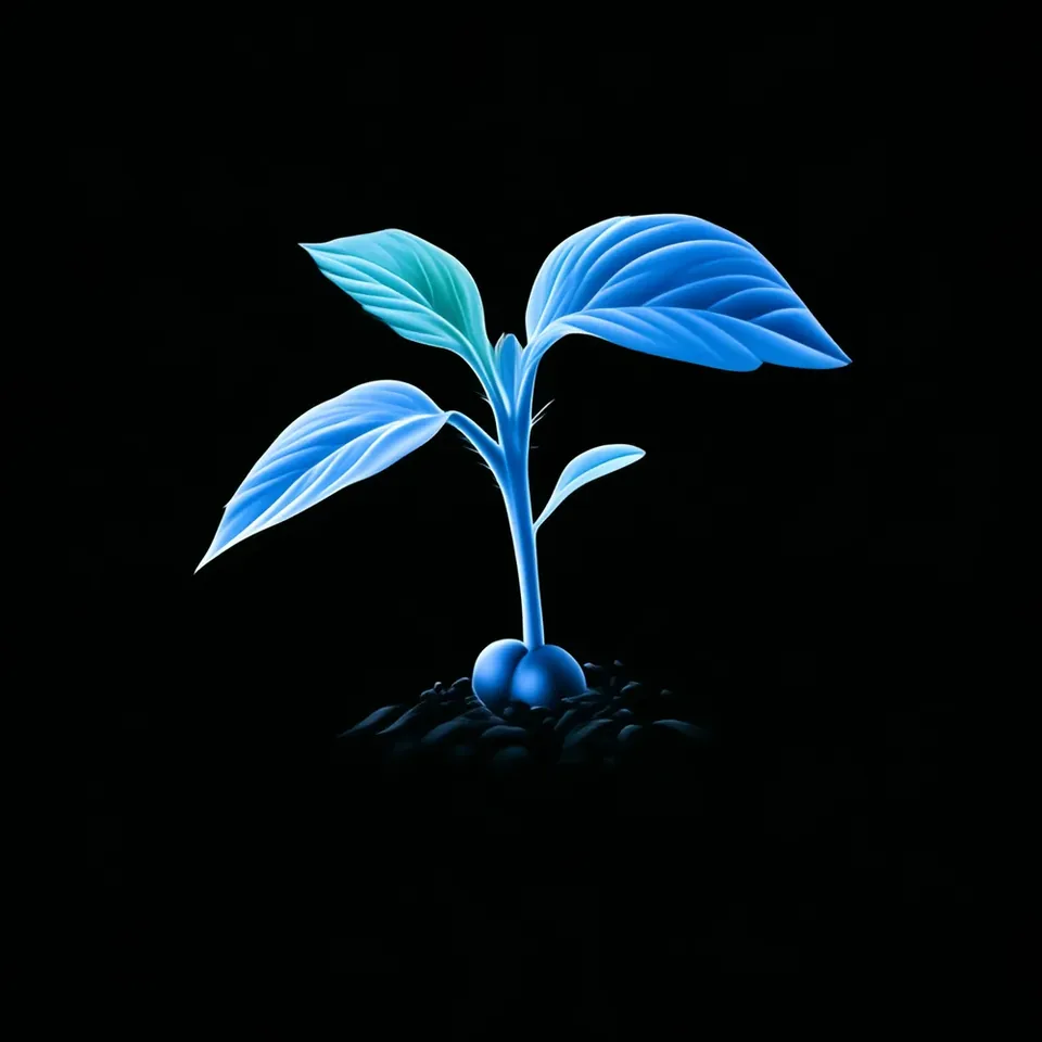 Illustrazione di una crescita economica, in duotono blu
