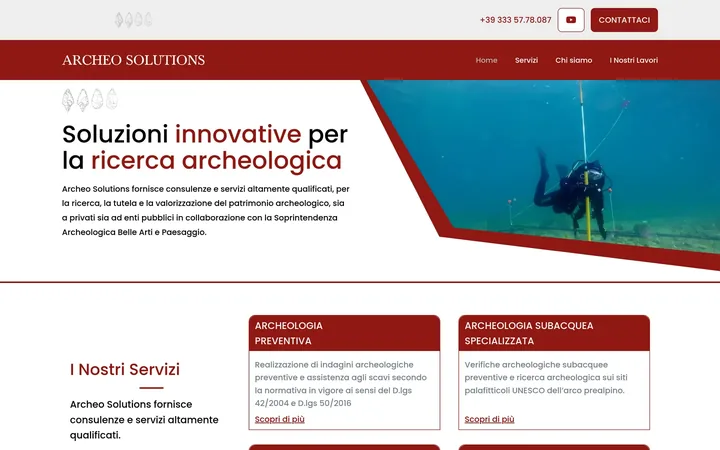 Sito ArcheoSolutions, versione desktop
