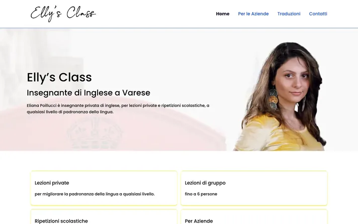 Sito Elly’s Class, versione desktop