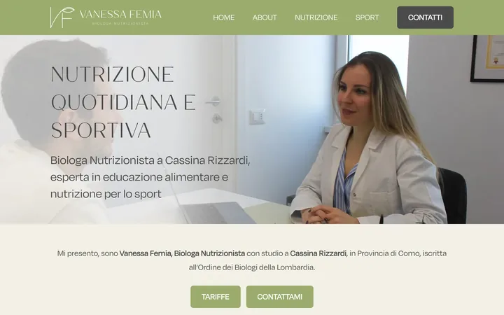Sito Vanessa Femia, versione desktop