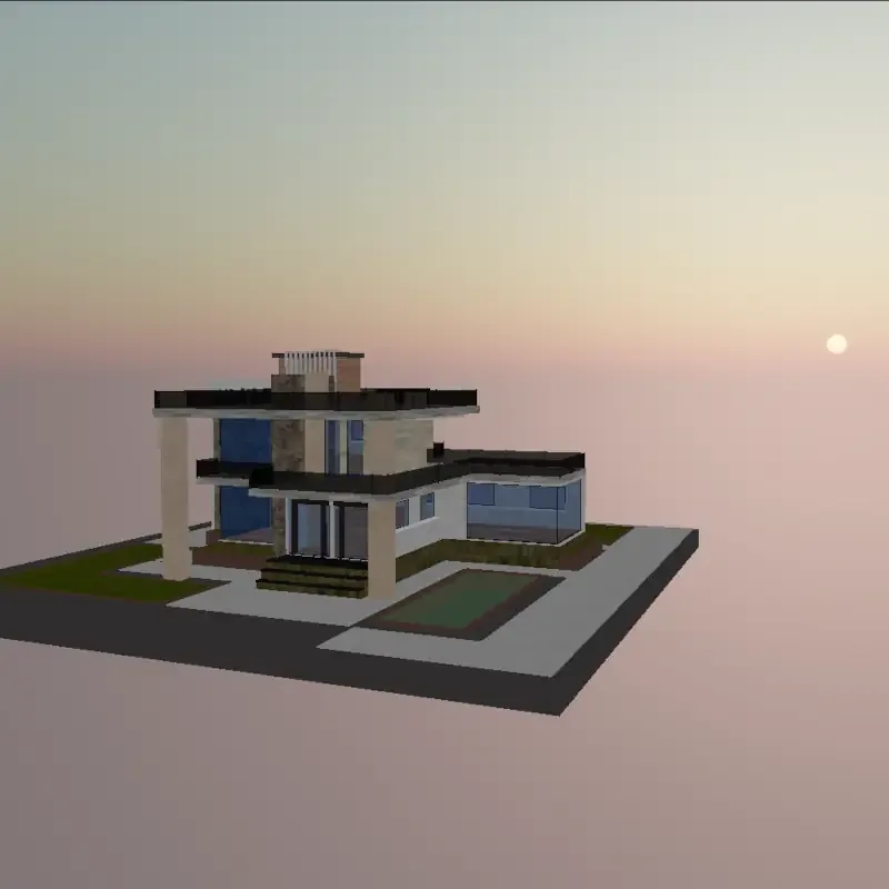Render di una villa moderna con piscina